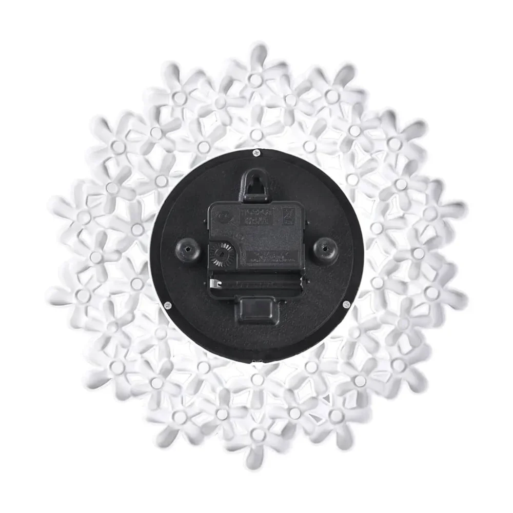 White Embossed Floral Design Clock Battery Operated - NWOB